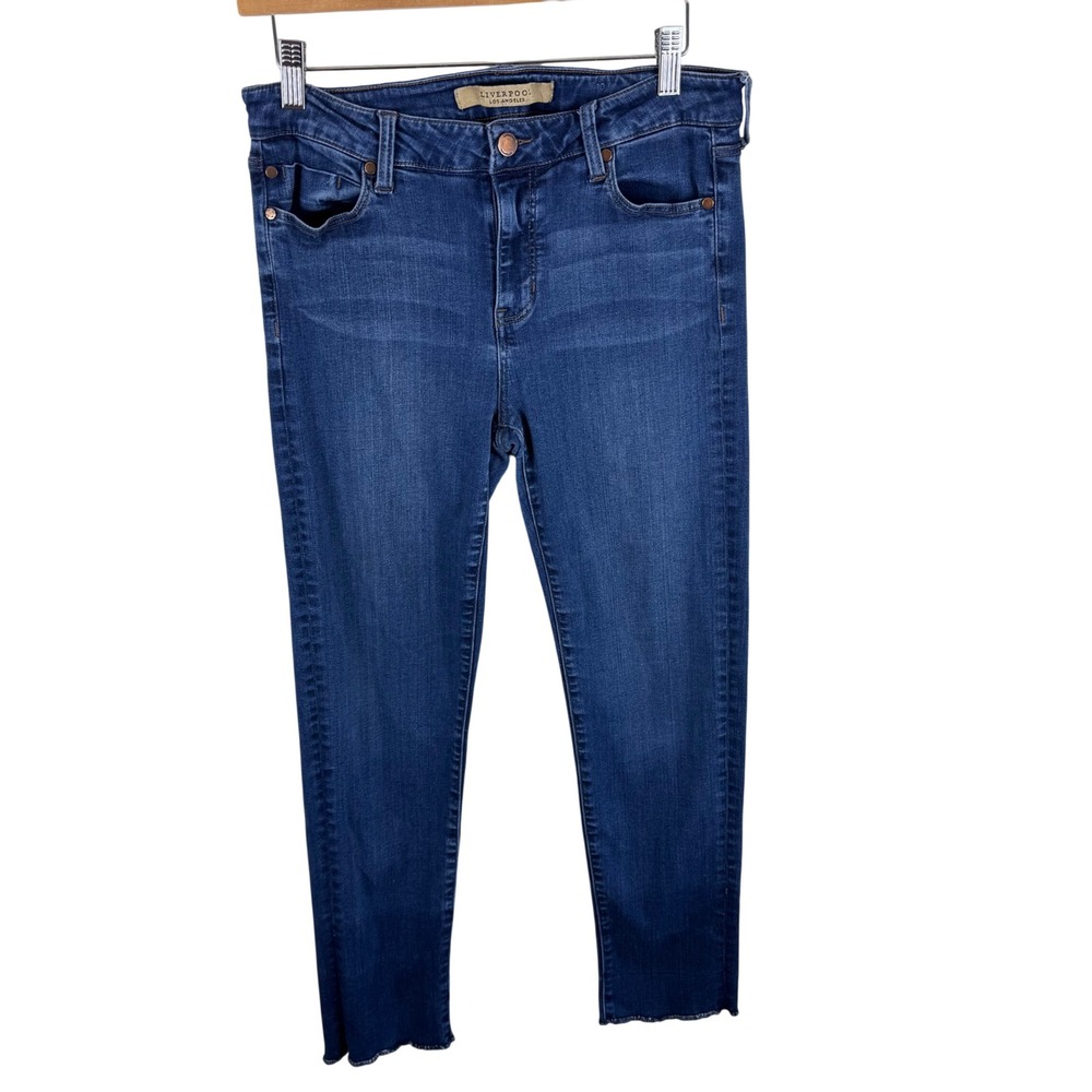 Liverpool Los Angeles Skinny Jeans Womens 10 Lakewood Med Mid Wash Selvage Hem